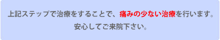 痛みの少ない治療を行います。安心してご来院下さい